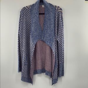 3for$20 Krush Blue and Pink Cardigan Sweater with Zigzag Pattern NWOT s: Large